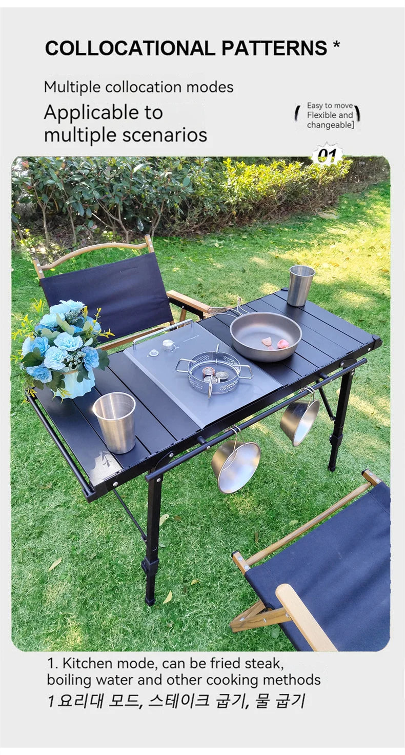 Lohascamping Camping Table IGT Folding multifunctional IGT table Full set roll Brazier table adjustable Desktop burner bbq table