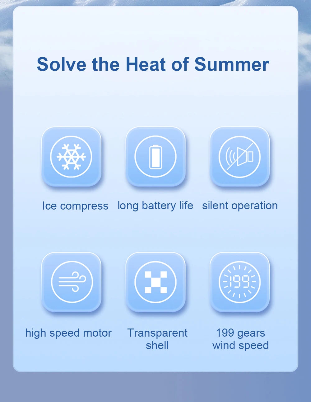 3600mAh Handheld Turbo Fan Portable Air Cooling Fan 199 Wind Speeds Adjustable Outdoor Personal Student Handheld Ice Fan
