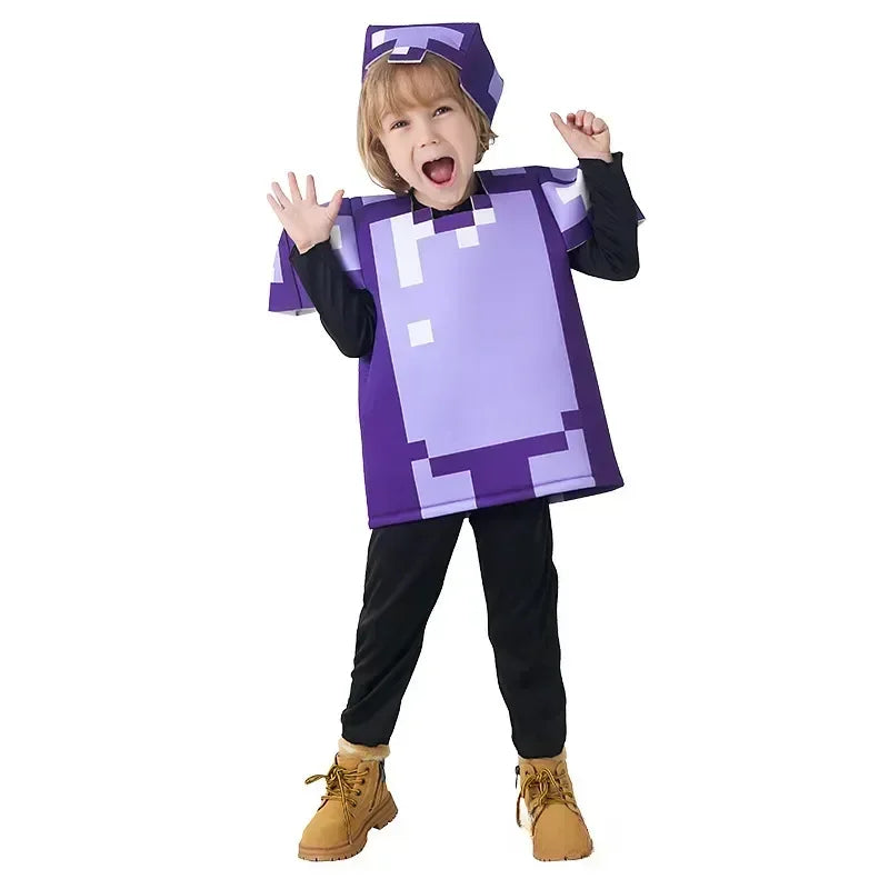 Carnival Party Dress Mask Classic Creeper Anime Game Character Set Diamond Armor Cosplay Costume Children's Clothing