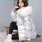 2025 Winter Fashion New Warm Duck Down Jacket Women's Clothes Glossy Fur collar Thicken Parka Short Down Coat Female Trend