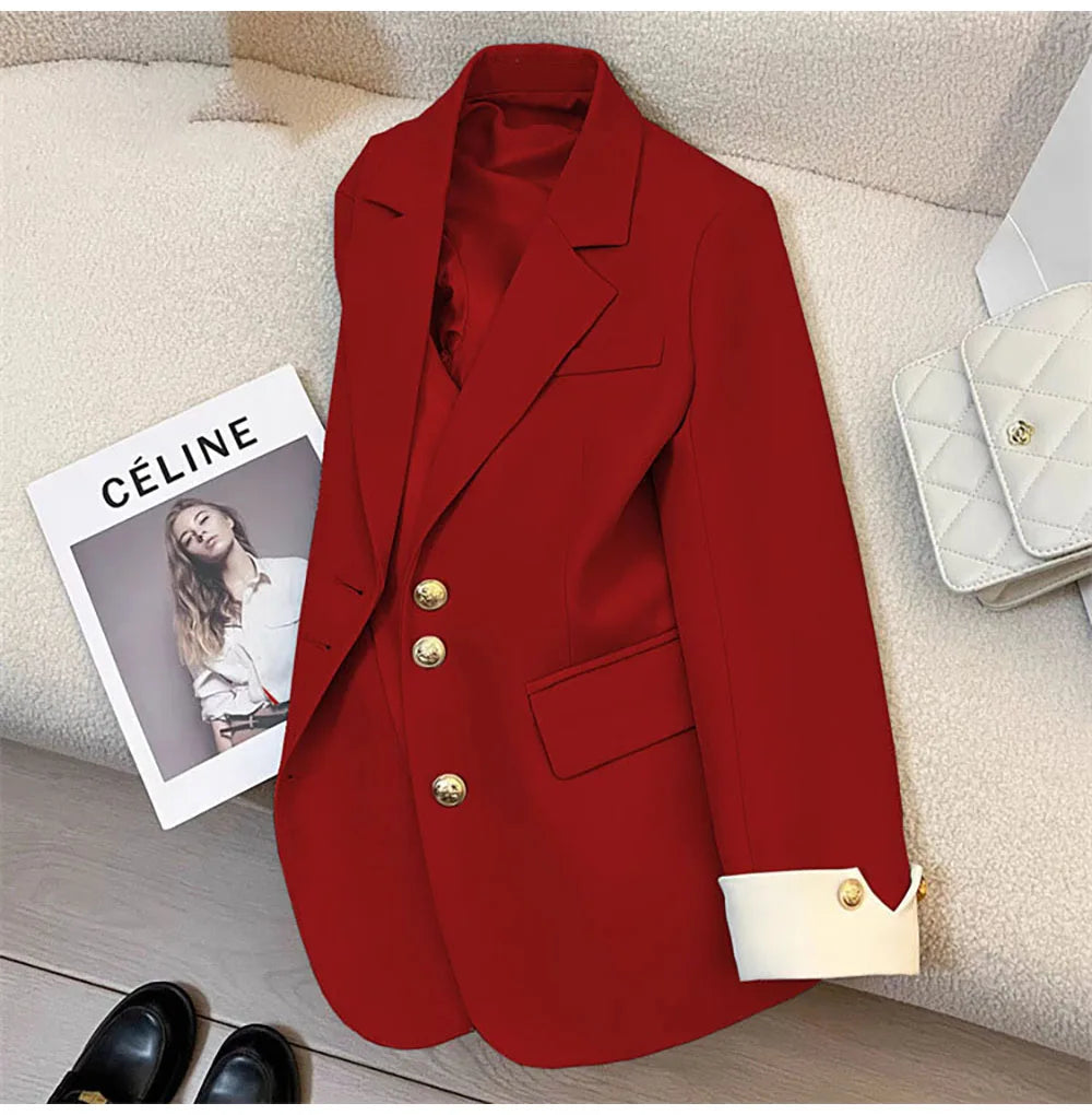 Autumn Winter Office Lady Blazer Jacket Women 2024 Fashion Long Sleeve Coat Woman Blazers Feminino New In Outerwears Casual