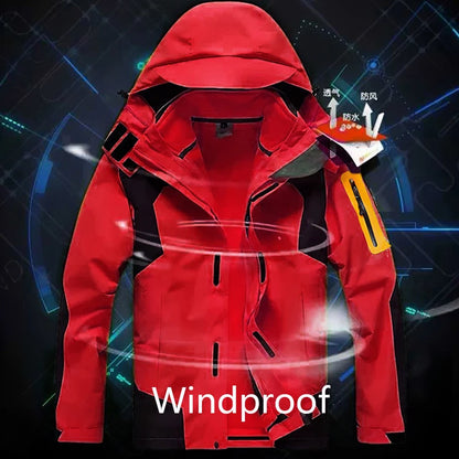 Winter Men Triple Windbreak Thick Warm Removable Hooded Jacket Men Autumn Hiking Outdoor Travel Camping Skiing Jacket Coat Male
