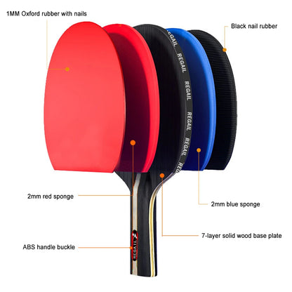 Professional Table Tennis Racket Set with 2 Paddles And 3 Balls - Includes Storage Bag Ping Pong Kit for Sports Enthusiasts