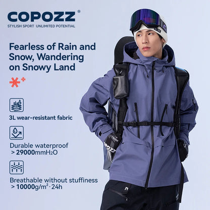 COPOZZ Skiing Coats Winter Warm Women Men Tracksuit Hooded Sports Snowboard Jacket Mountain Female Outwear Windproof Ski Clothes