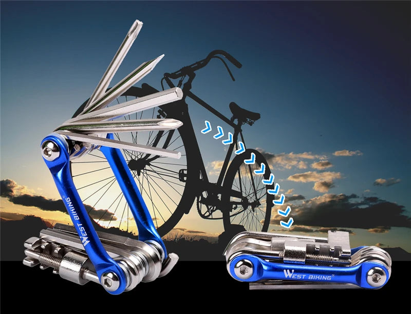 WEST BIKING 11 in 1 Bicycle Repair Tool  Multifunction Bicycle Repair Set  MTB Road Bike Repair Tools Kit  Wrench Screwdriver