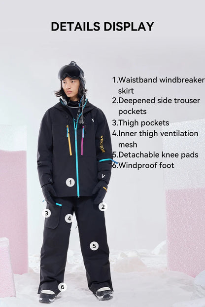 VECTOR  Woman Man Winter Ski Pants Outdoor High Quality Windproof Waterproof Warm Snow Trousers Winter Ski Snowboarding Pants