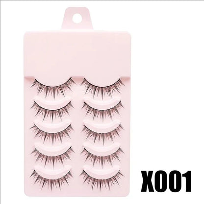 MJ 5 Pairs Of Natural Makeup Daily Makeup Cos Eyelashes Simulated Grafting Fish Tail Segmented Eyelash Facial Makeup Tool