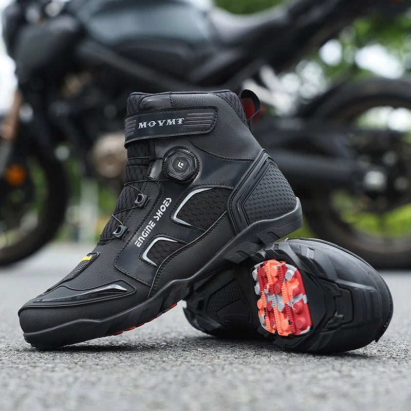 New Motorcycle Boots Men Leather Motos Breathable Anti Slip Wear-resistant Riders Boots Motorbike Racing Ankle Length Shoes Off-