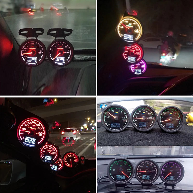 7 Color Car GReddi LCD Digital Display Turbo Boost Water Temp Oil Temp Oil Press Racing Meter Fuel Pressure Air Fuel Ratio Gauge