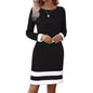 New clashing polka collar knit bottomed waistline for autumn and winter new long-sleeved thin bottomed top and slim dress