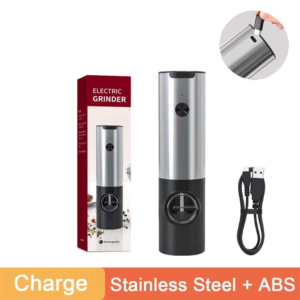 Rechargeable Electric Salt And Pepper Grinder Set With LED USB Charging Base Stainless Steel Automatic Spice Grinder Pepper Mill