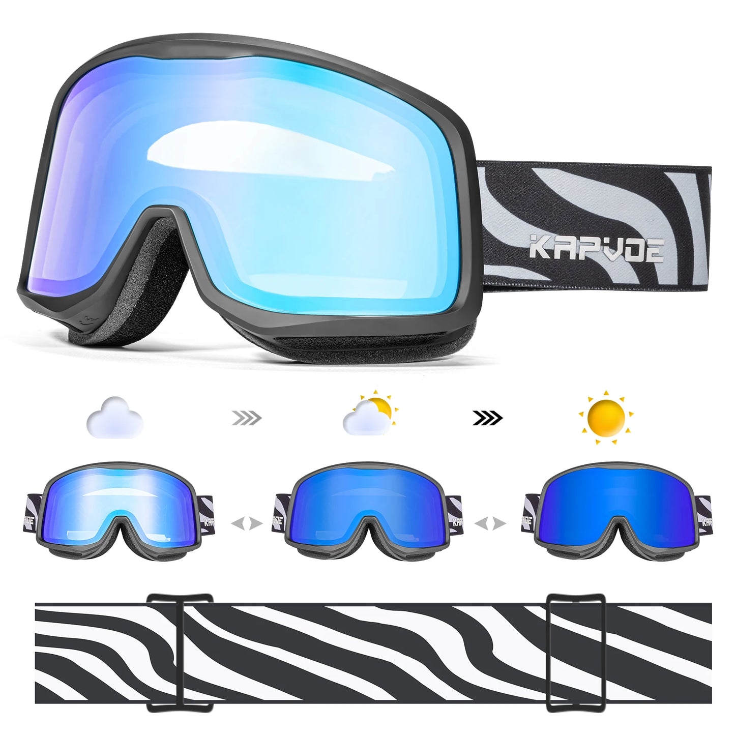KAPVOE Sale OTG Photochromic Ski Snowboard Goggles Women Men Outdoor Sports Skiing Eyewear UV 400 Winter Snow Protection Glasses