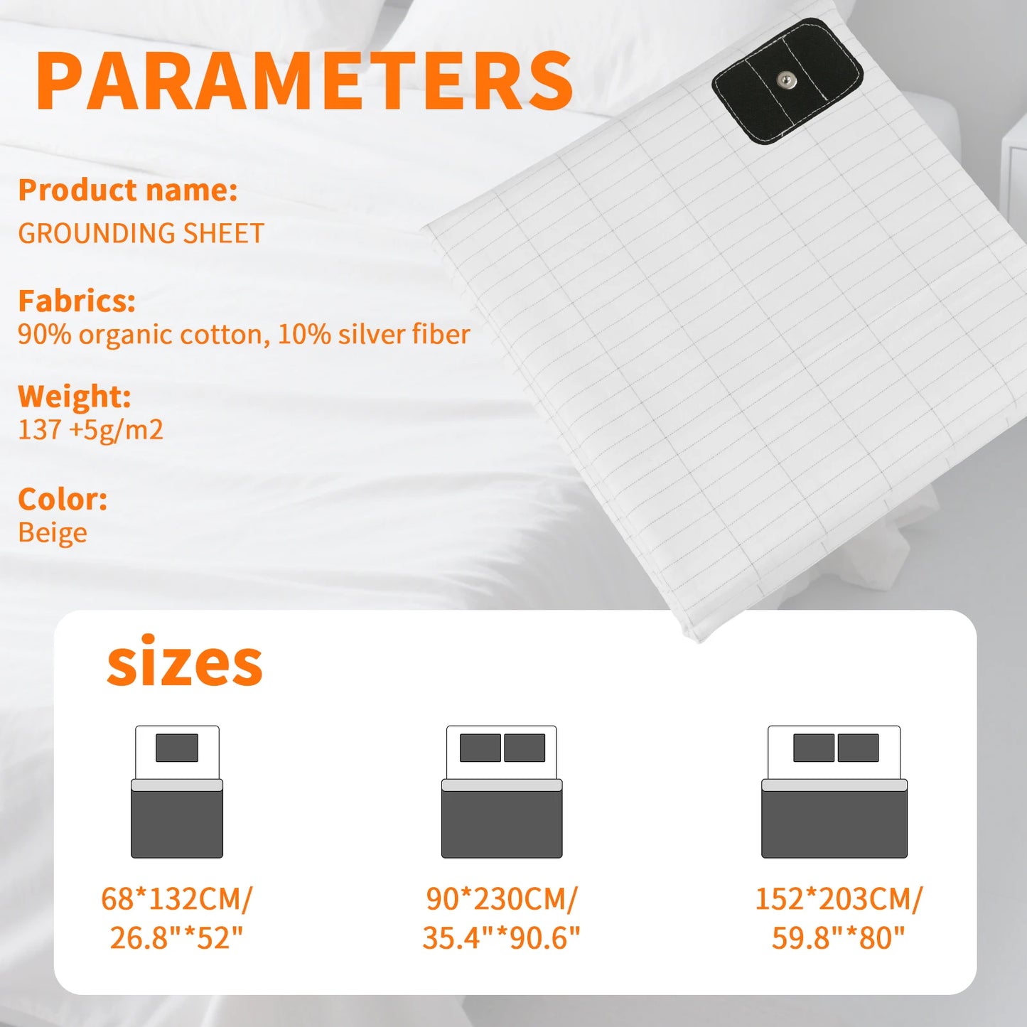 Grounding Bed Sheet with Organic Cotton Natural Wellness Healthy Earth Energy Mat