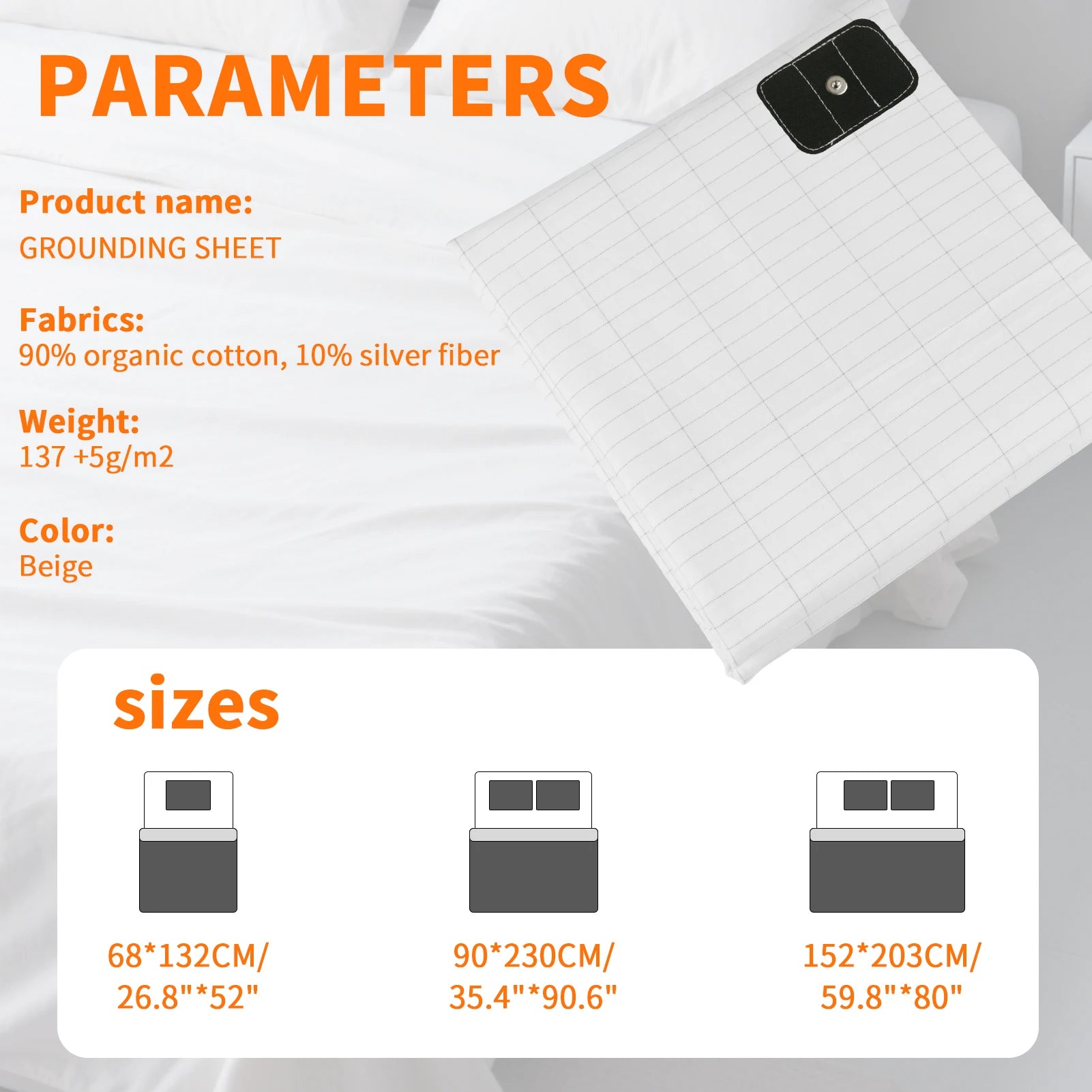 Grounding Bed Sheet with Organic Cotton Natural Wellness Healthy Earth Energy Mat