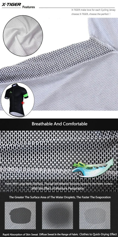 X-TIGER Men Cycling Jersey Breathable MTB Road Bike Coat Short Sleeves Bike Clothing Cycling Jacket Ciclismo Bicycle Shirts