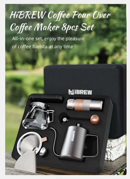 HiBREW Pour Over Coffee Kettles Manual Coffee Grinder Coffee Maker 8 pcs Set