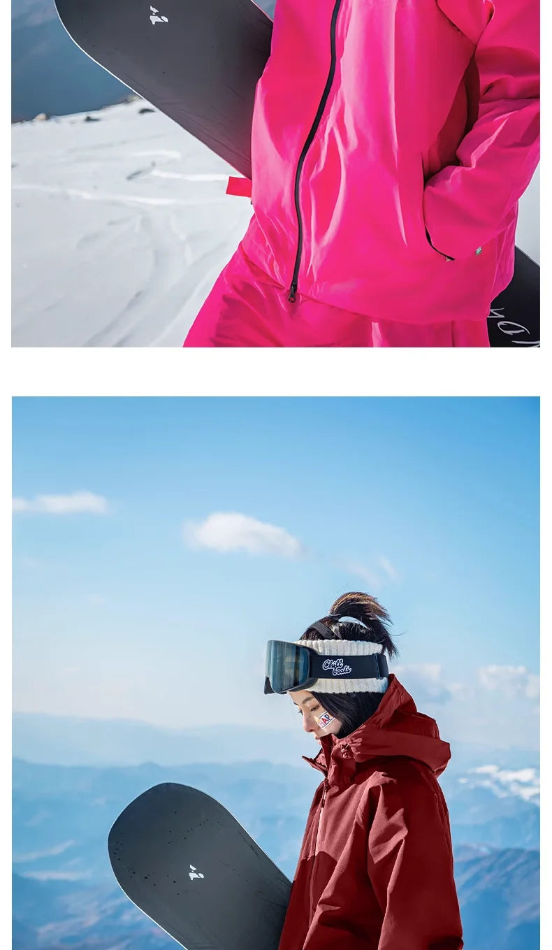 John snow 2024 New Male female couple Single and double board Ski suit set Loose type waterproof keep warm Ski pants ski jackets