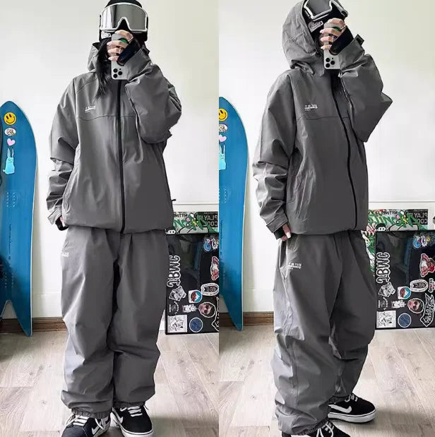 John snow 2024 New Male female couple Single and double board Ski suit set Loose type waterproof keep warm Ski pants ski jackets