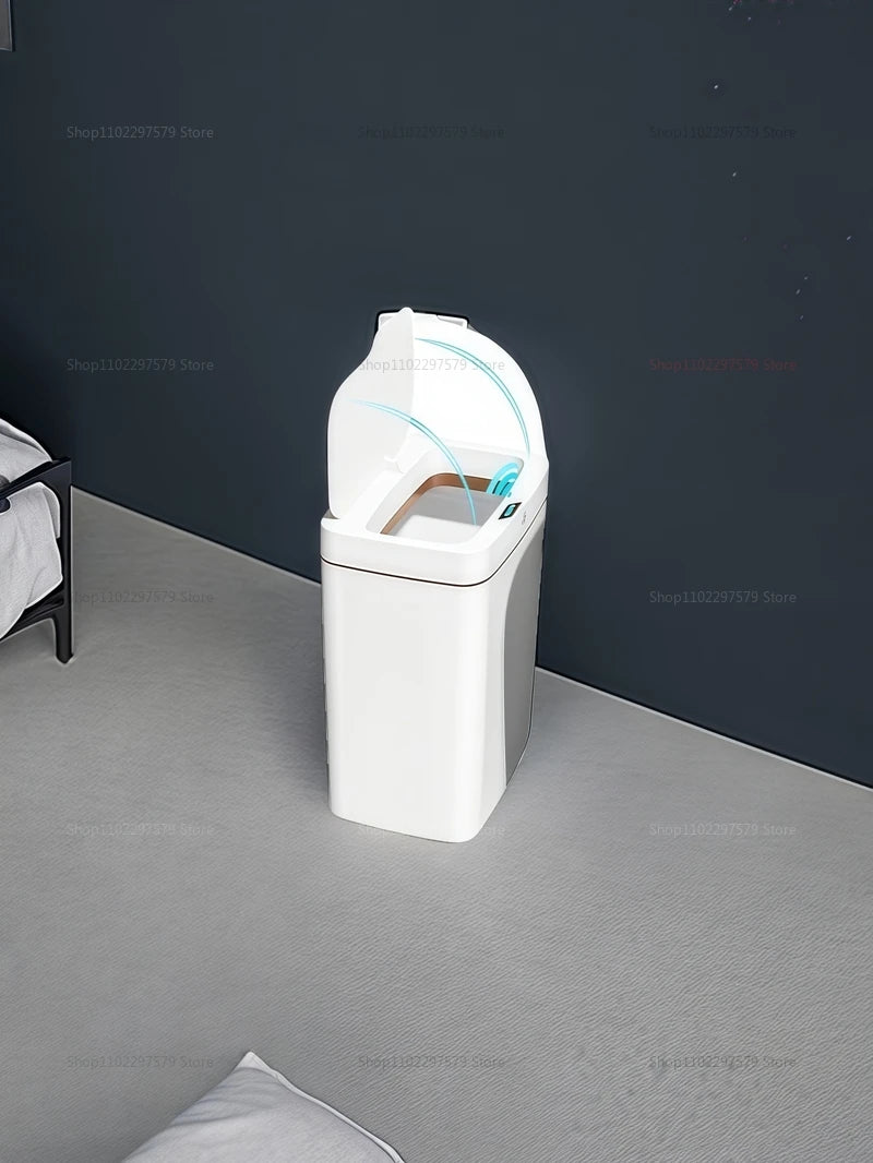 15L contactless smart sensor trash can automatically bag electronic waste trash can touchless bathroom kitchen white smart home