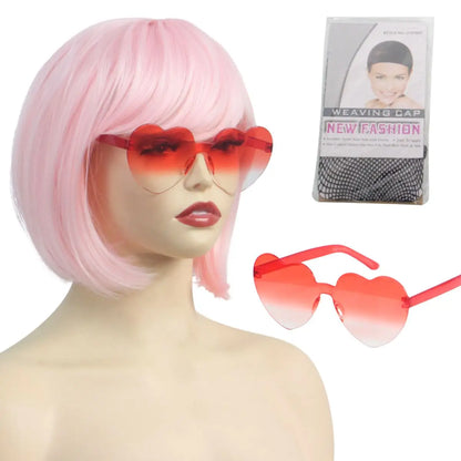 Colorful Gradient Wave Head Synthetic Wig for Women Anime Party Cosplay Birthday Party Wig with Bangs