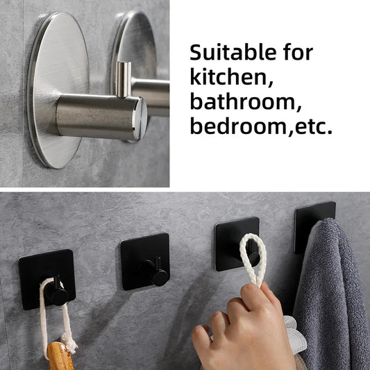 High Quality 304 Stainless Steel Self Adhesive Hooks Shower Bath Hook Kitchen Hanger Bathroom Hook Household Wall Hanger