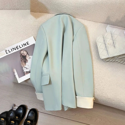 Autumn Winter Office Lady Blazer Jacket Women 2024 Fashion Long Sleeve Coat Woman Blazers Feminino New In Outerwears Casual