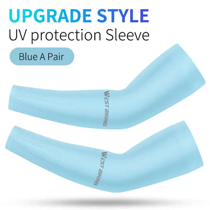 WEST BIKING Summer Sunproof Arm Sleeves UV Protection Seamless Digital Printing Cycling Running Sleeves Cooling Sport Gear