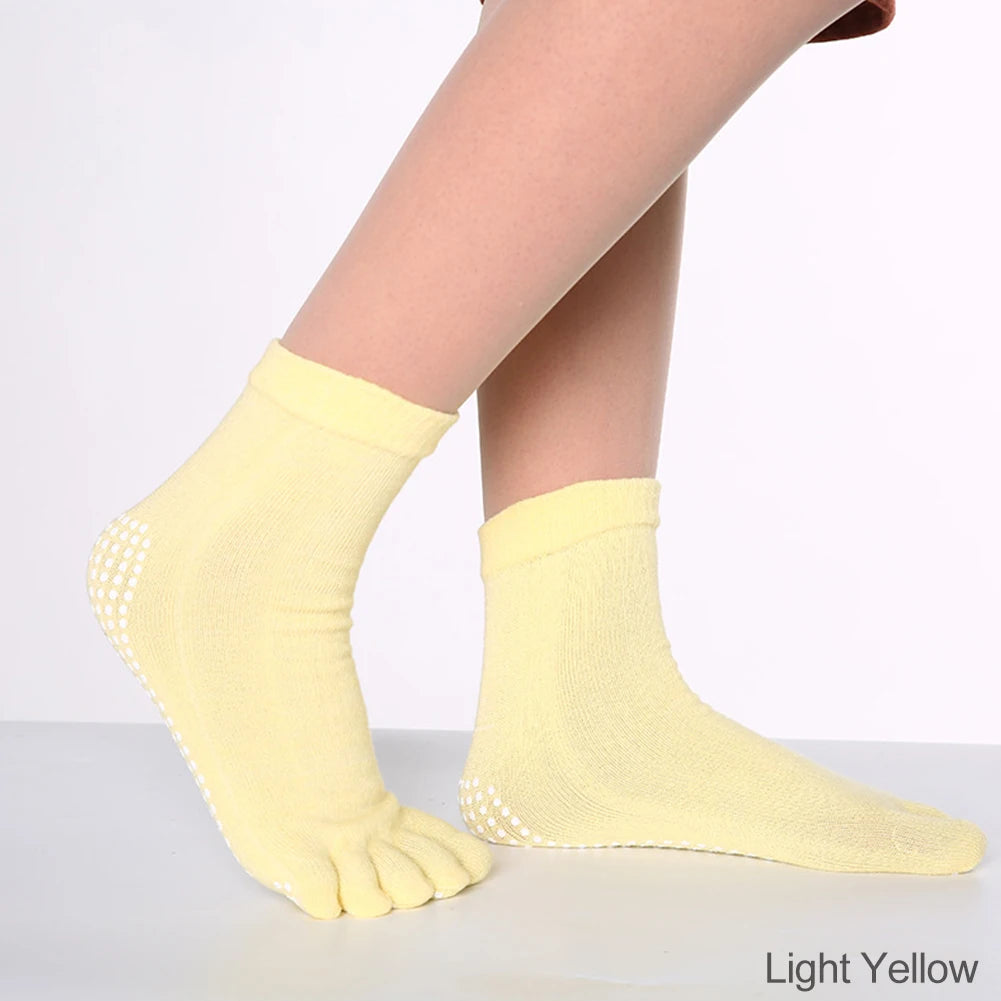 Women Colorful Yoga Socks Non-Slip Ladies Dance Socks Cotton Healthy Sports Five-toed Socks