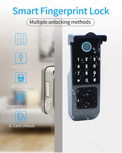 Tuya Wifi Waterproof Outdoor Smart Door Lock TTLock App Fingerprint Lock Card Code Remote Unlock Keyless Digital Electronic Lock