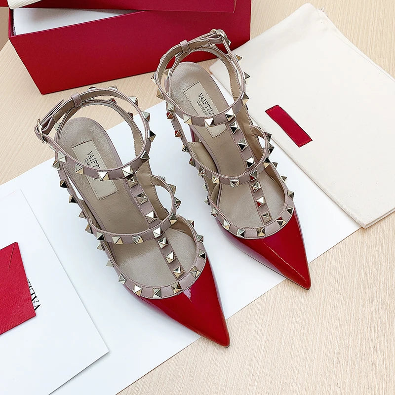 luxury Brand women Gladiator sandals Summer 2025 Trend Women's Heeled sandals Party Rivet High Heels Fashion Ladies Shoes Women