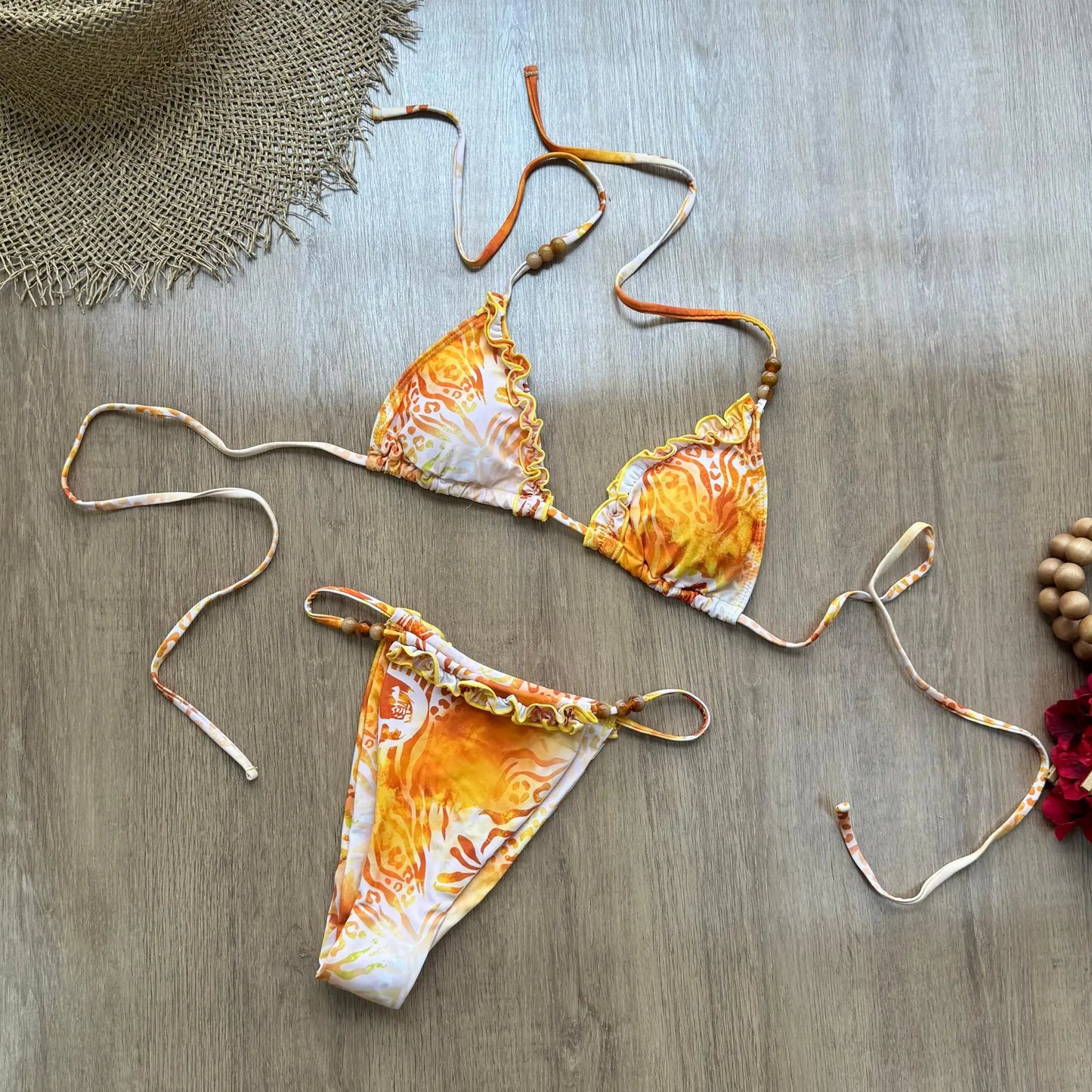 SEAURAL 2025 New Sexy Ruffled Edge Suspender Brazilian Bikini Women Swimsuits Push Up Swimwear Backless Biquini Beachwear