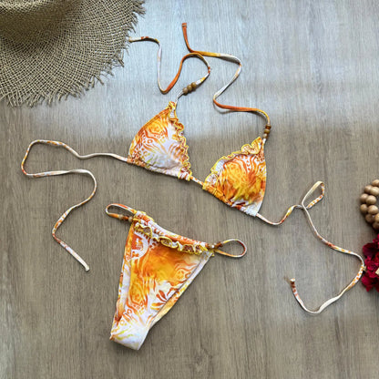 SEAURAL 2025 New Sexy Ruffled Edge Suspender Brazilian Bikini Women Swimsuits Push Up Swimwear Backless Biquini Beachwear