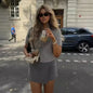 Trendix Women Winter Knit Cardigan Winter Street Fashion Patchwork Ribbed Short Sleeve Sweater Autumn Commute Knitwear Crop Top