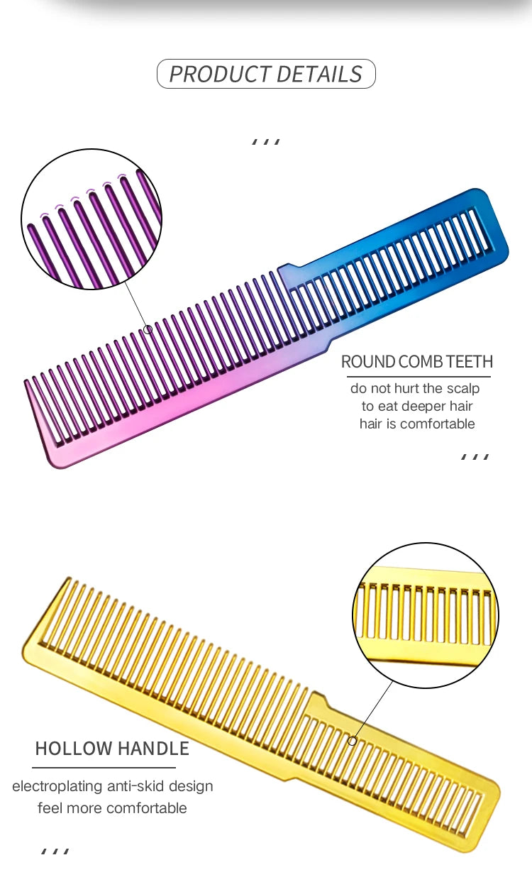 Professional Electroplated Clipper Comb 3 Colors Barber Comb Stylist Styling Tool Accessories Salon Anti-static Hair Cut Comb