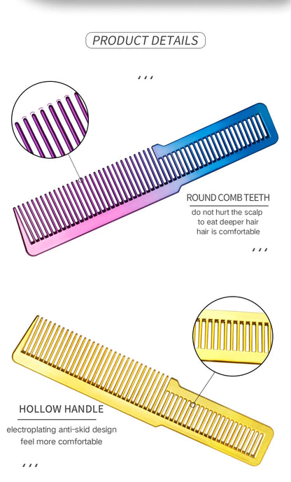 Professional Electroplated Clipper Comb 3 Colors Barber Comb Stylist Styling Tool Accessories Salon Anti-static Hair Cut Comb