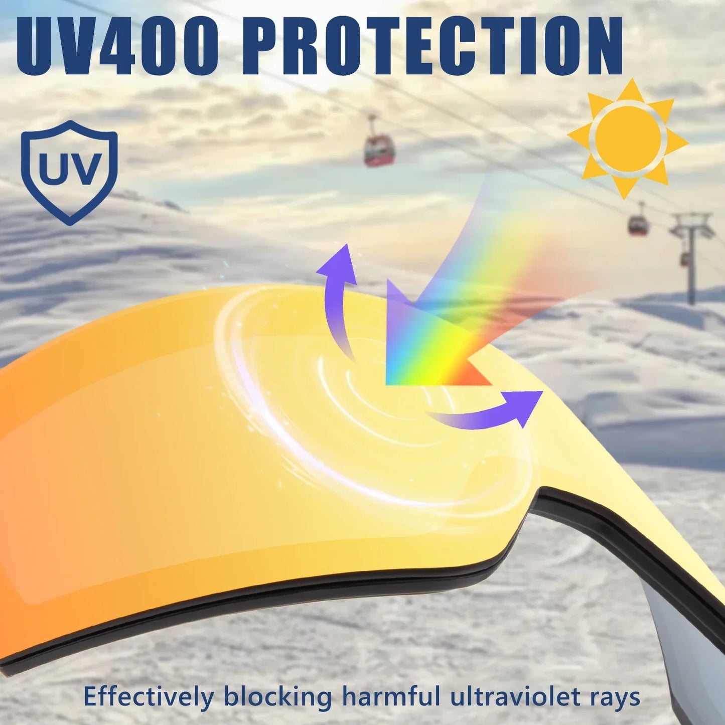 Kapvoe Photochromic Ski Goggles Magnetic Anti-Fog Lenses UV400 Protection Men Women Ski Goggles Winter Sports Eyewear