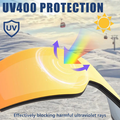 Kapvoe Photochromic Ski Goggles Magnetic Anti-Fog Lenses UV400 Protection Men Women Ski Goggles Winter Sports Eyewear