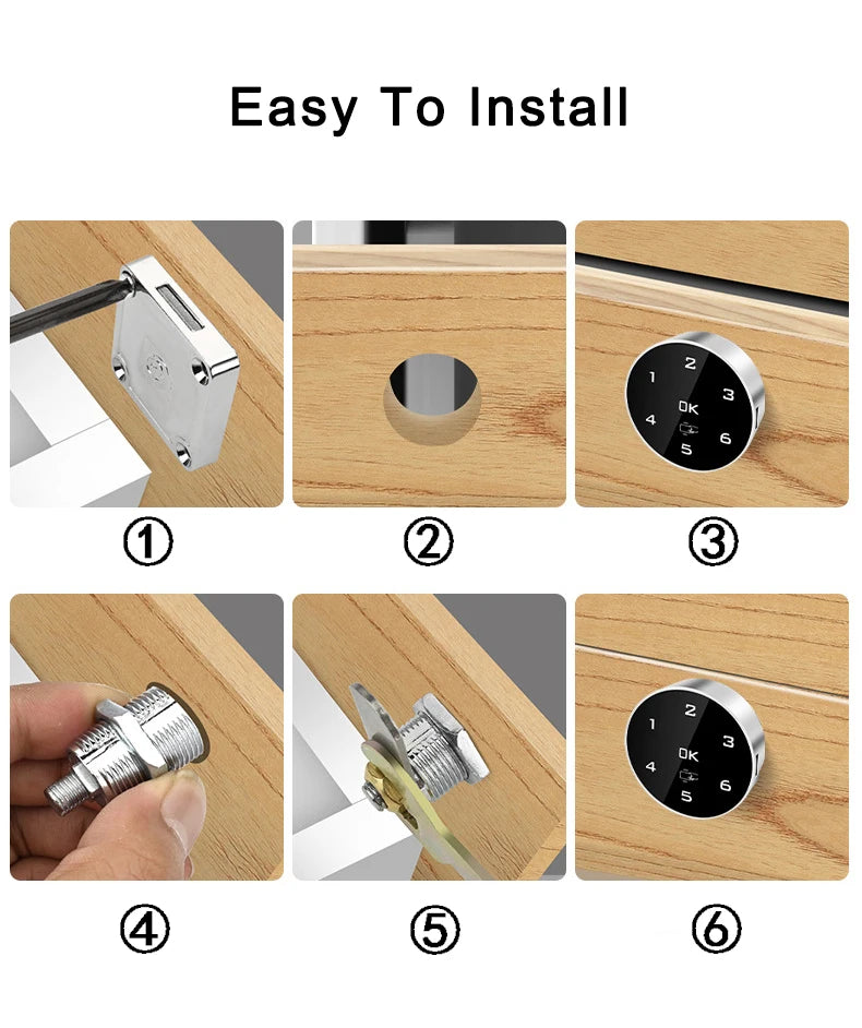 Zinc Alloy Touch Digital Password RFID IC Card Cabinet Drawer Lock Built-in Lithium Battery