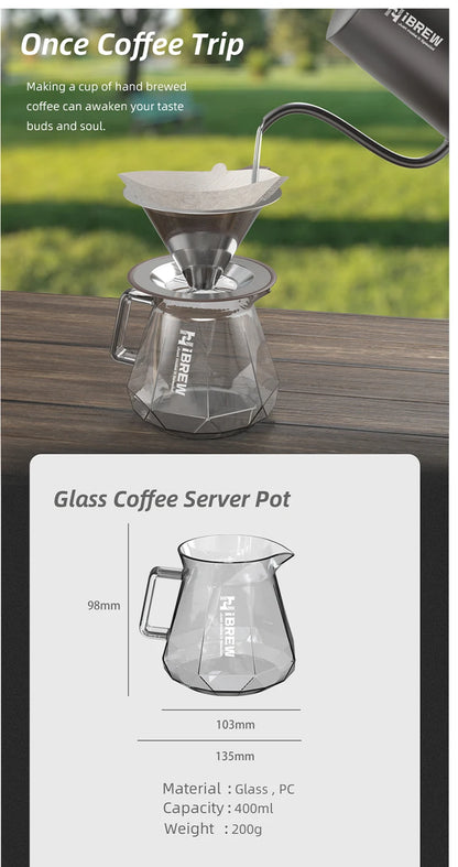 HiBREW Pour Over Coffee Kettles Manual Coffee Grinder Coffee Maker 8 pcs Set