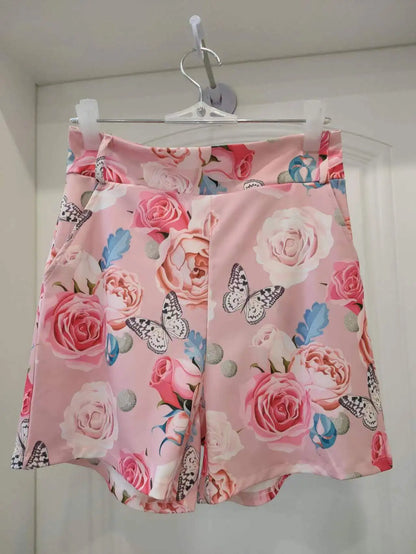 2025 Spring Summer Women's Two Piece Casual Sets Elegant Blazer Suit and Floral Print Shorts Ladies Matching Set Blazer Shorts