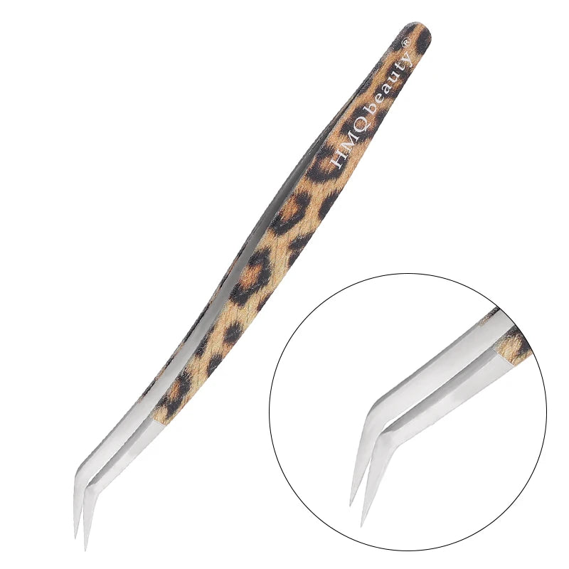 Leopard Eyelash Tweezers Stainless Steel High Quality Lash Tweezer For Lashes Extension Anti-Static 3D Accurate Clip Makeup Tool