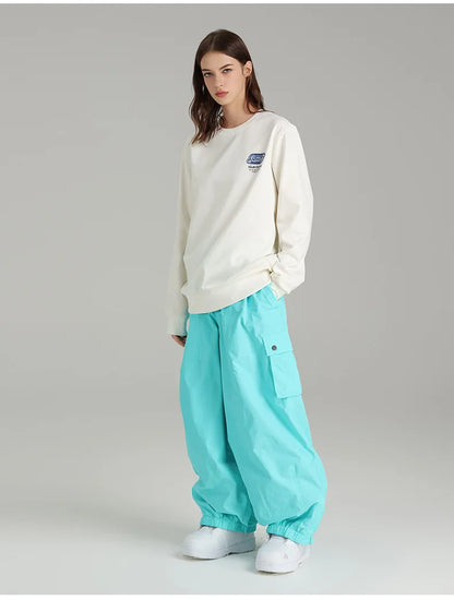 Ski Pants Elastic Waist Snowboard Wear Women Men Casual Solid Snow Pants Baggy Hip Hop Ski Clothing Loose Hipster Snow Trousers