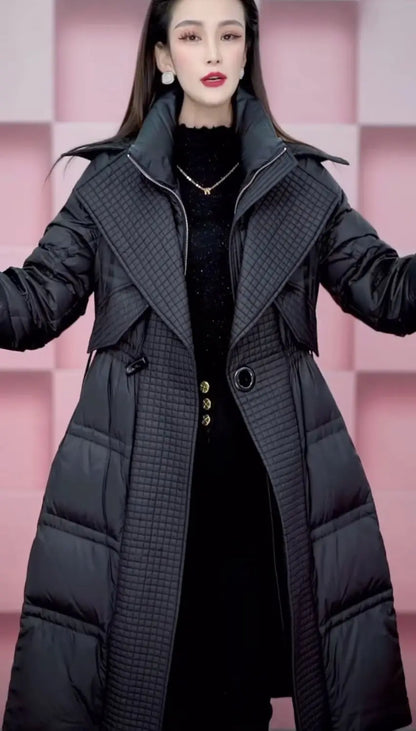 Fashion Long Down Jacket Women Overcoat 2025 New Autumn Winter Slim Thick Parker Coat Female Warm Casual White Duck Down Coats
