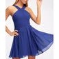 Women Sleeveless Backless Sexy Club Mini Dress 2024 Summer Party Strappy Back Zipper Solid Shift Halter Short Dresses