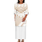 Hawaii Style Design Big Size Ladies Long Dress Custom Polynesian Puletasi Ptaha Dress O Neck Prom Clothes 2 Piece Outfits Sets