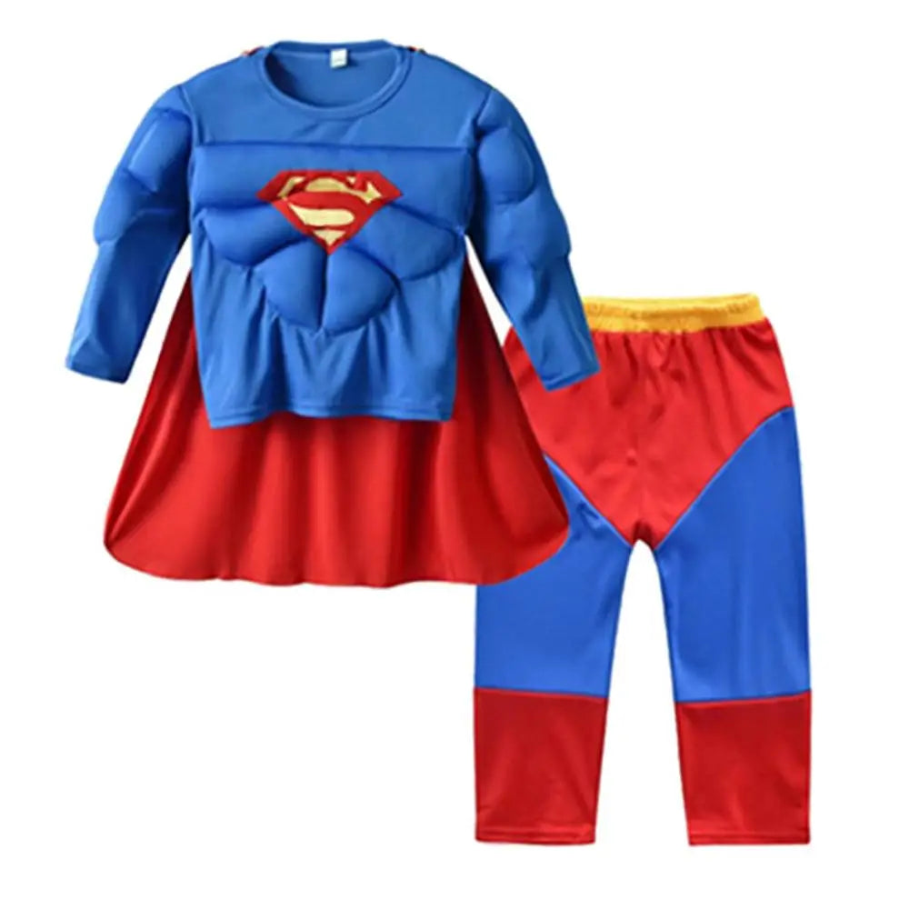 Spiderman Costume Spider-Man Muscle Suit Cosplay Superhero Avengers Boys Girls Long Sleeve Top Pant Cape Halloween Birthday Gift