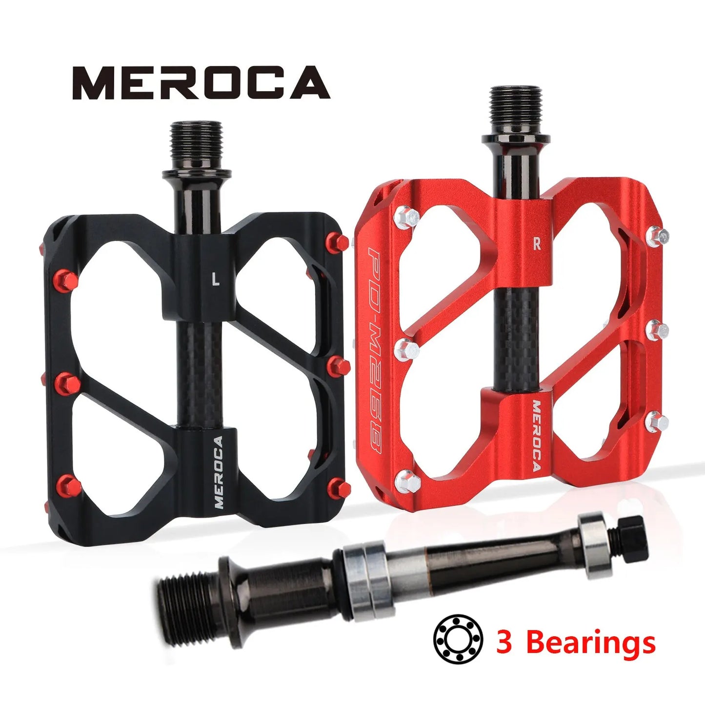 MEROCA Bicycle Pedal 3 Bearing Non-Slip Mtb Pedals Sealed Three Bearing Aluminum Alloy Mountain Bike Pedal Cycling Accessories