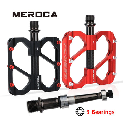 MEROCA Bicycle Pedal 3 Bearing Non-Slip Mtb Pedals Sealed Three Bearing Aluminum Alloy Mountain Bike Pedal Cycling Accessories