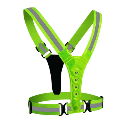 High Visibility Safety Reflective Vest USB Rechargeable LED Running Light Adjustable Cycling Vest Night Warning Work Sports Vest