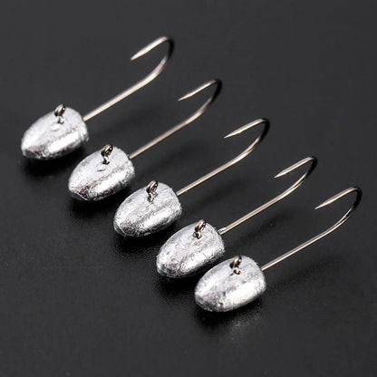 JOHNCOO 10pcs Exposed Jig Head Hook Fishing Hooks 2g 3g 5g Bait Hook Soft Bait Wom Hook light jigging hook